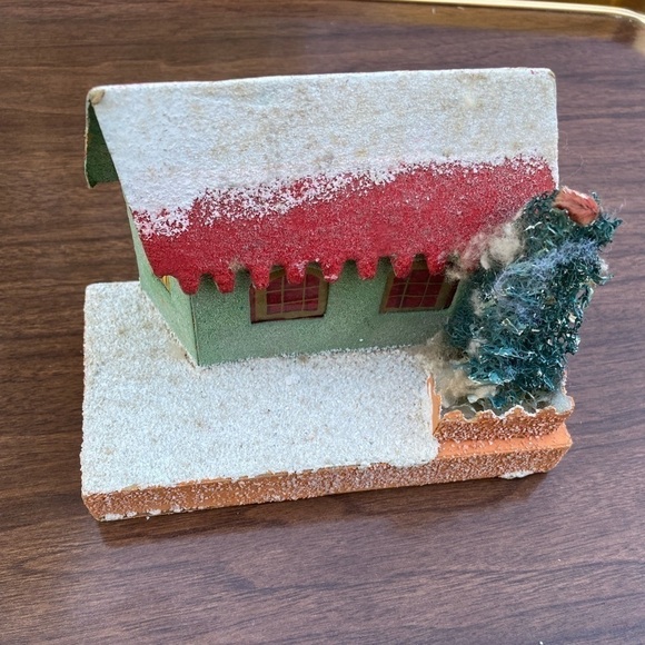 SHINY Brite Mica Putz House for Christmas circa 1950 Made in Japan Cardboard - Picture 2 of 8